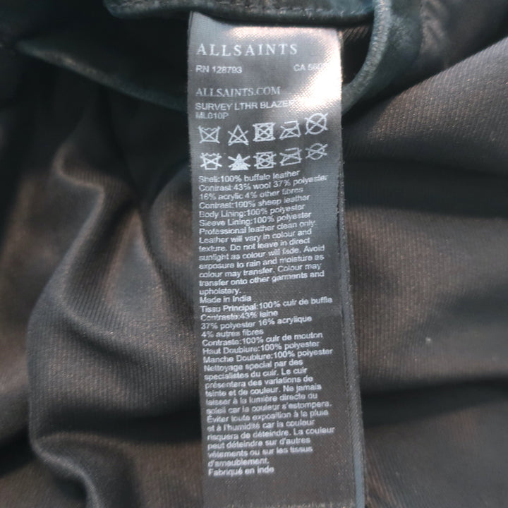 AllSaints Survey Double Layered Leather Blazer Black Size Medium