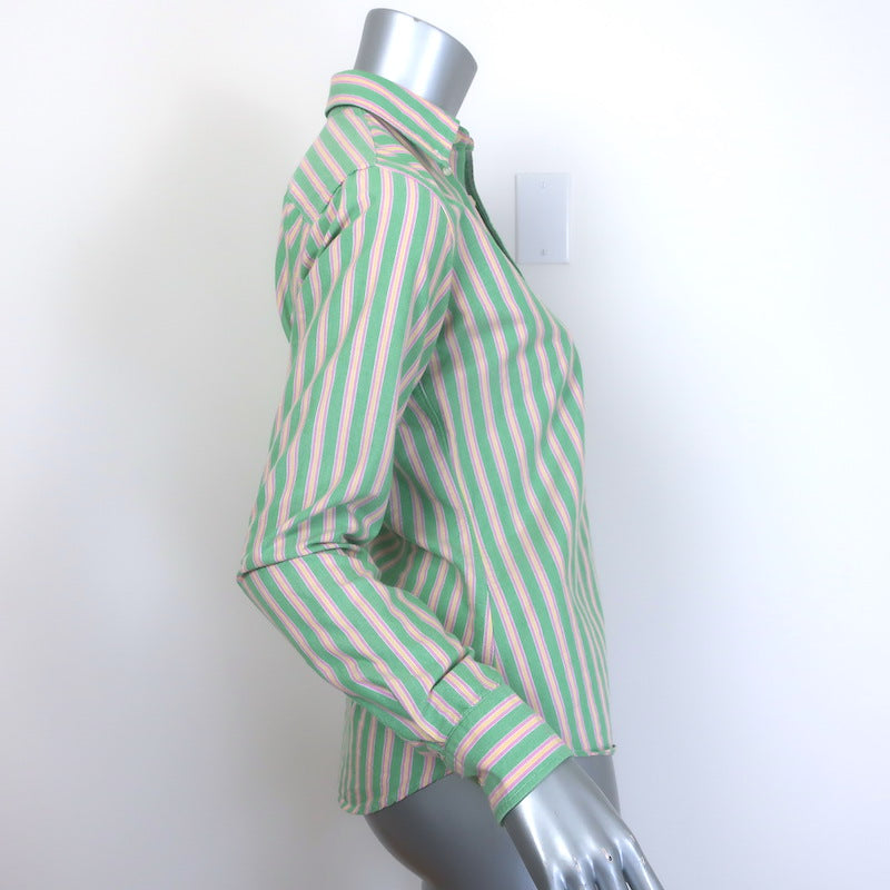Polo Ralph Lauren Striped Slim Fit Button Down Shirt Green/Pink/Yellow Celebrity Owned Polo Ralph Lauren Striped Slim Fit Button Down Shirt Green/Pink/Yellow Celebrity Owned