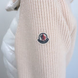 Authentic Moncler ivory wool tricot down puffer jacket, pre-owned, elegant luxury outerwear, size L