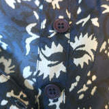 Apiece Apart Bravo Popover Top Navy Printed Silk Size 0 Long Sleeve Blouse