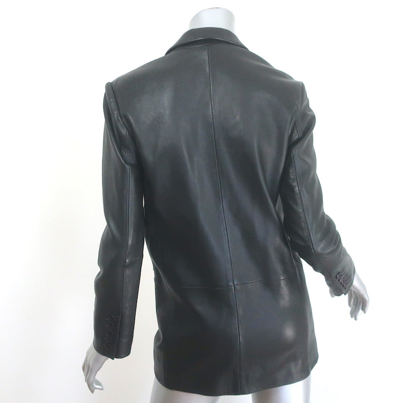 SPRWMN Leather Blazer Black Size Extra Small One-Button Jacket