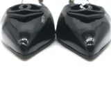 Chanel Heart CC Pointed Toe Slingback Flats Black Patent Leather Size 37.5 NEW