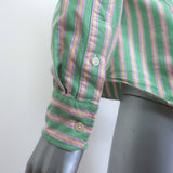 Polo Ralph Lauren Striped Slim Fit Button Down Shirt Green/Pink/Yellow Size 2