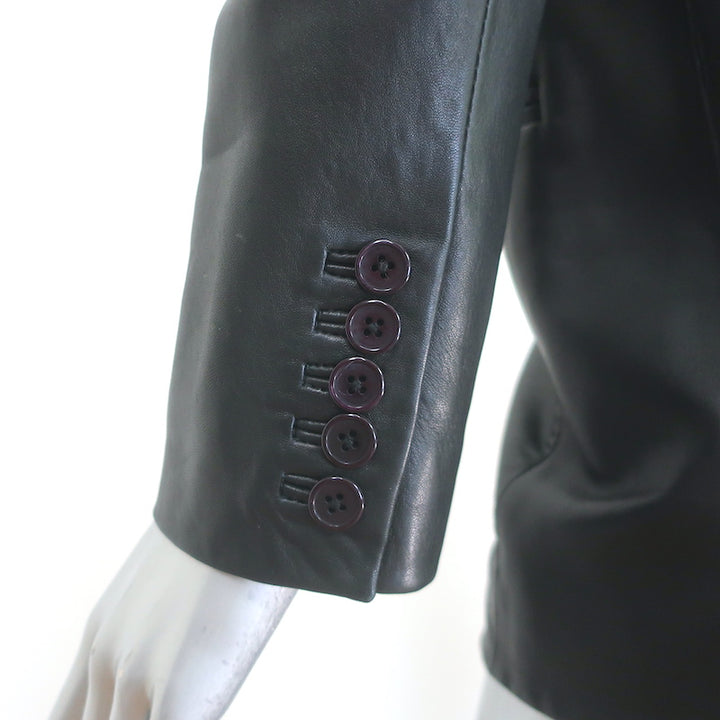 SPRWMN Leather Blazer Black Size Extra Small One-Button Jacket