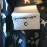 Apiece Apart Bravo Popover Top Navy Printed Silk Size 0 Long Sleeve Blouse