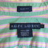 Polo Ralph Lauren Striped Slim Fit Button Down Shirt Green/Pink/Yellow Size 2