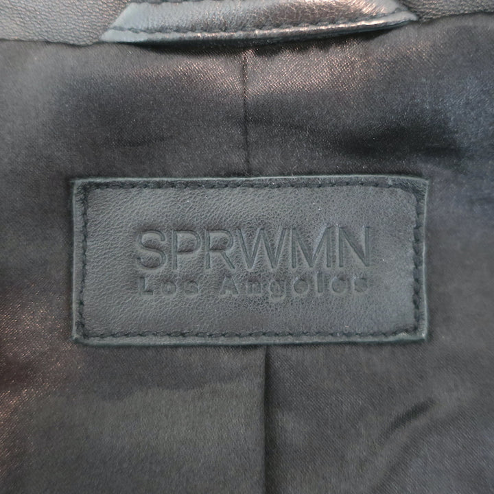 SPRWMN Leather Blazer Black Size Extra Small One-Button Jacket