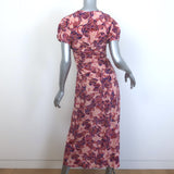 A.L.C. Elodie Ruched Midi Dress Pink Printed Stretch Silk Size 2