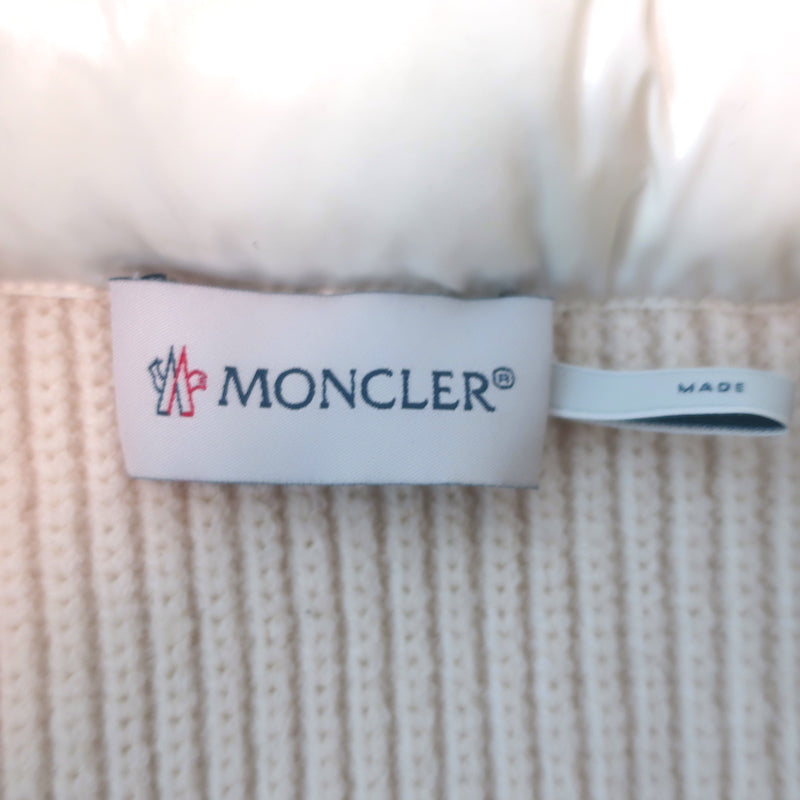 Authentic pre-owned Moncler Maglione Tricot ivory cardigan-style down puffer jacket, 90% wool blend