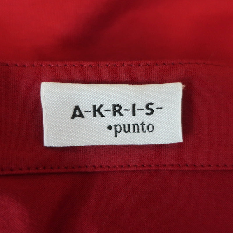 Akris Punto Cap Sleeve Square Neck Top Red Stretch Cotton Size US 8