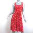 HVN Jordan Sleeveless Dress Red Firework Print Pleated Silk Size 0