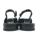 Chanel Heart CC Pointed Toe Slingback Flats Black Patent Leather Size 37.5 NEW