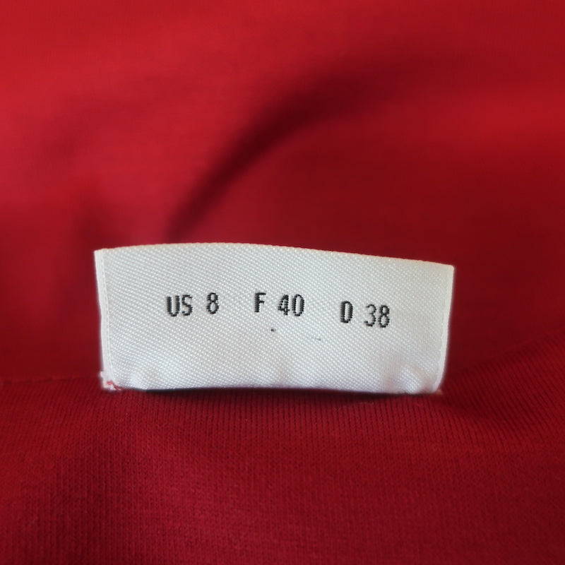 Akris Punto Cap Sleeve Square Neck Top Red Stretch Cotton Size US 8