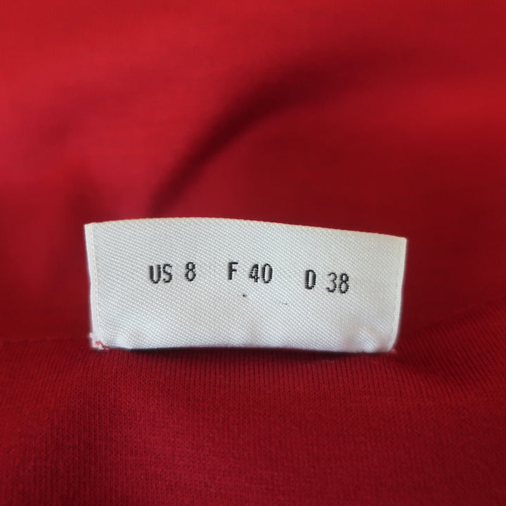 Akris Punto Cap Sleeve Square Neck Top Red Stretch Cotton Size US 8