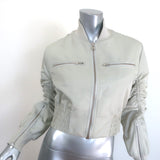 IRO Arley Cropped Ruched Bomber Jacket Light Gray Size 34