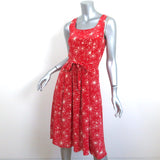 HVN Jordan Sleeveless Dress Red Firework Print Pleated Silk Size 0