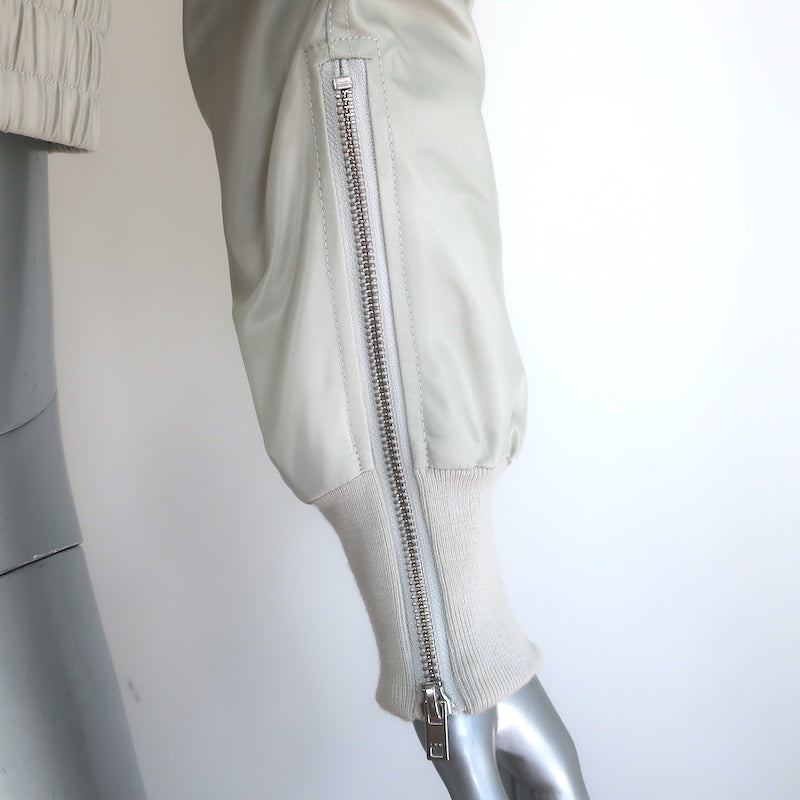 IRO Arley Cropped Ruched Bomber Jacket Light Gray Size 34