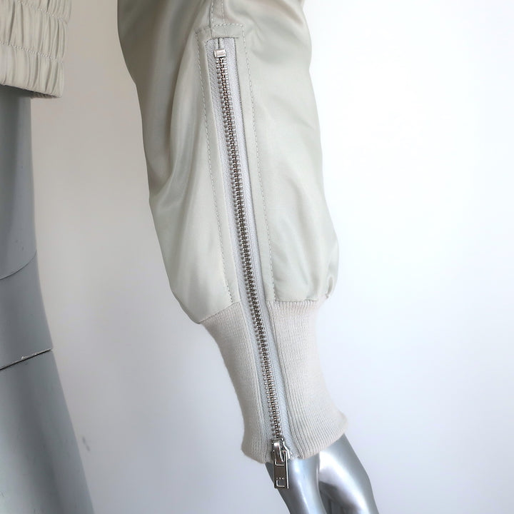 IRO Arley Cropped Ruched Bomber Jacket Light Gray Size 34