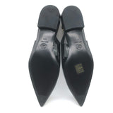 Chanel Heart CC Pointed Toe Slingback Flats Black Patent Leather Size 37.5 NEW