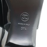 Chanel Heart CC Pointed Toe Slingback Flats Black Patent Leather Size 37.5 NEW