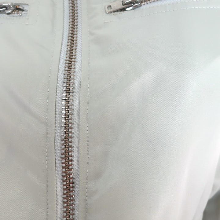 IRO Arley Cropped Ruched Bomber Jacket Light Gray Size 34