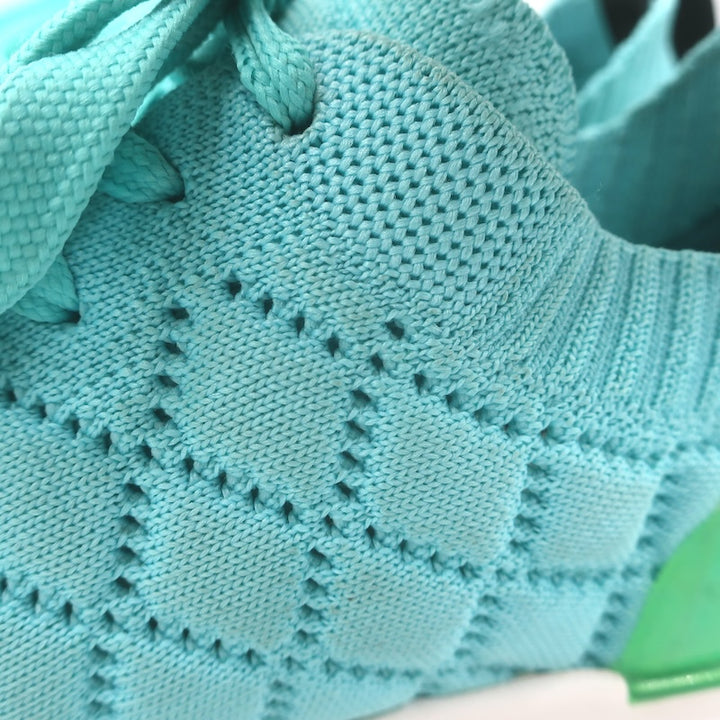 Chanel Quilted Knit Low Top Sneakers Blue Size 37.5