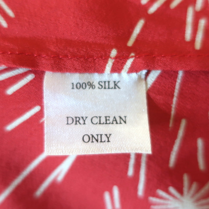 HVN Jordan Sleeveless Dress Red Firework Print Pleated Silk Size 0