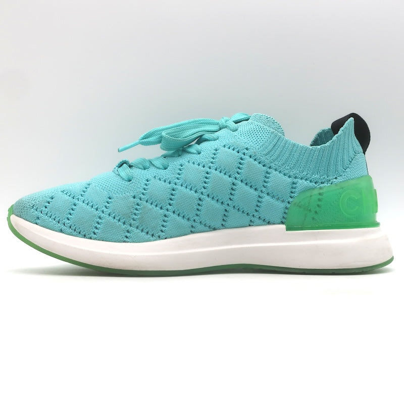 Chanel Quilted Knit Low Top Sneakers Blue Size 37.5
