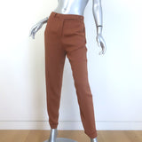 Loro Piana Tapered Trousers Brown Stretch Silk Size 40