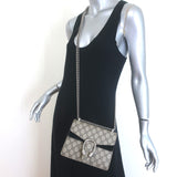 Gucci GG Supreme Mini Dionysus Shoulder Bag Beige Canvas & Black Suede Crossbody