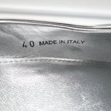 Prada Kitten Heel Slingback Pumps Silver Mirrored Leather Size 40