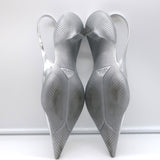 Prada Kitten Heel Slingback Pumps Silver Mirrored Leather Size 40