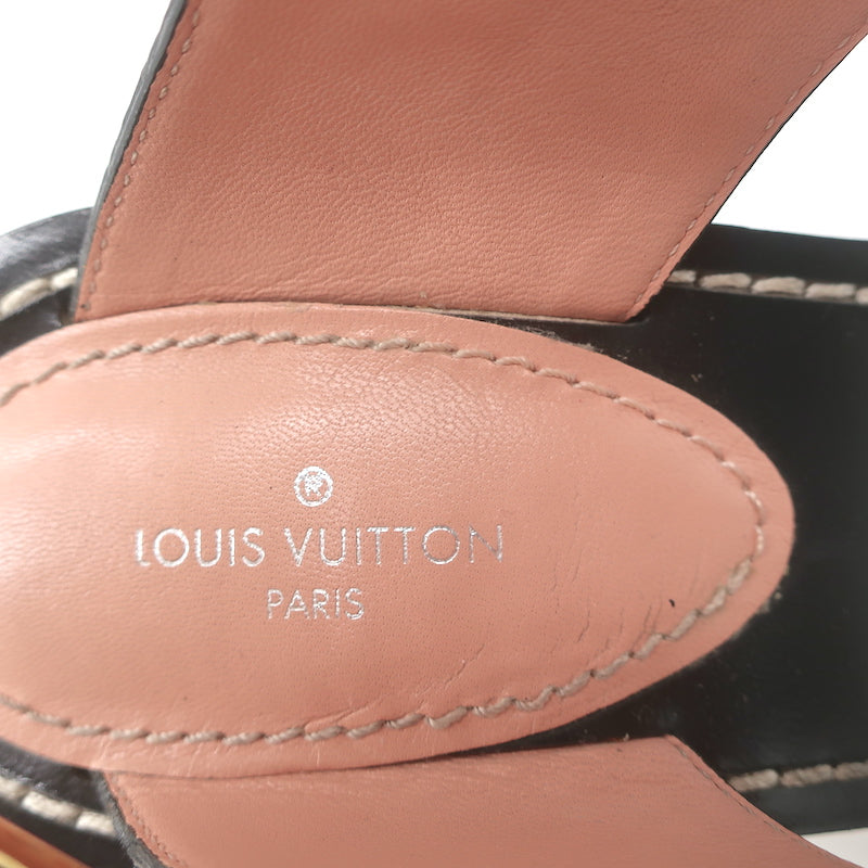 Louis Vuitton Passenger Sandals Ebony Damier Canvas & Pink Leather Size 39