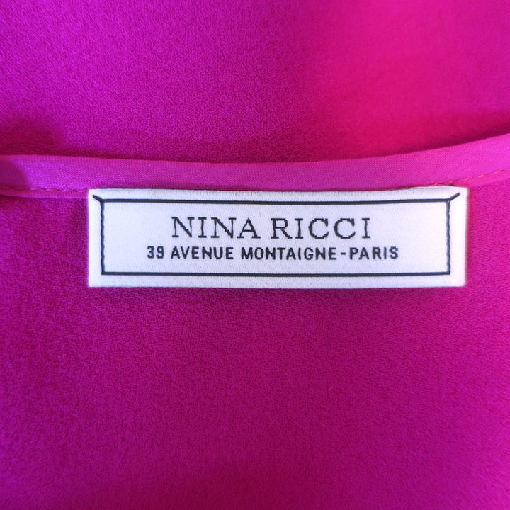 Nina Ricci Ruffle Blouse Magenta Silk Size 38 Sleeveless Top
