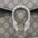 Gucci GG Supreme Mini Dionysus Shoulder Bag Beige Canvas & Black Suede Crossbody