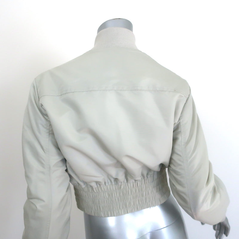 IRO Arley Cropped Ruched Bomber Jacket Light Gray Size 34