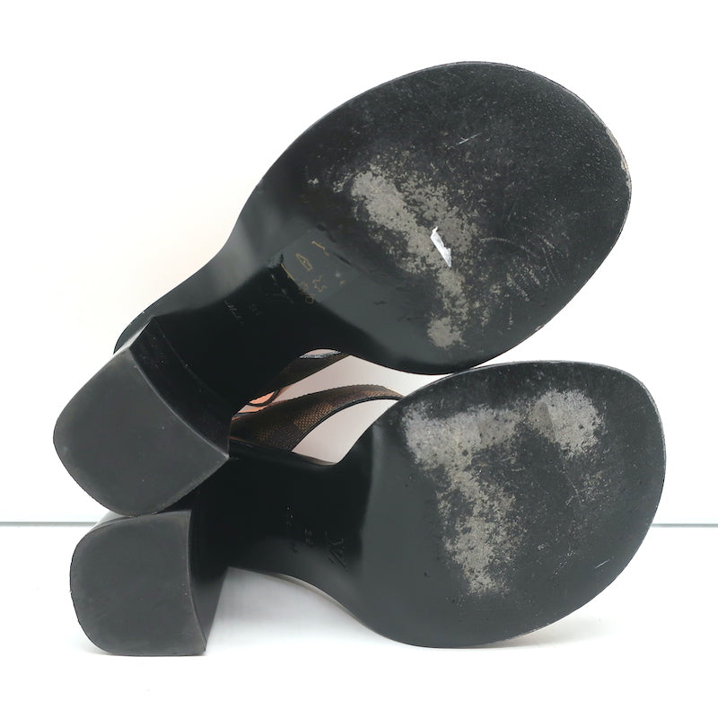 Louis Vuitton Passenger Sandals Ebony Damier Canvas &amp; Pink Leather Size 39