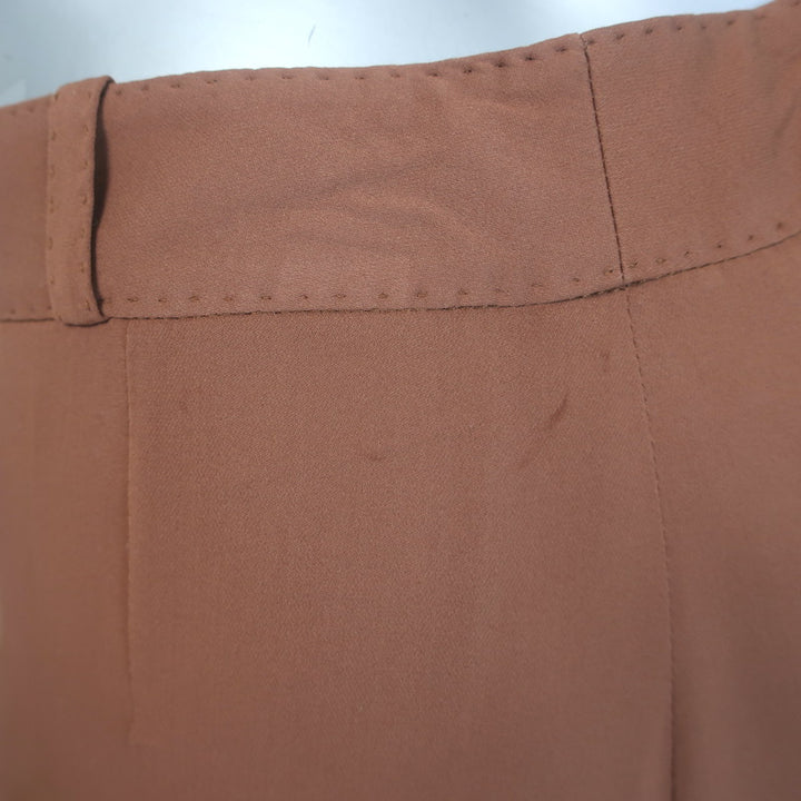 Loro Piana Tapered Trousers Brown Stretch Silk Size 40