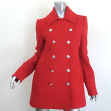 McQ Alexander McQueen double-breasted red wool-cashmere coat, authentic pre-owned luxury, size 42