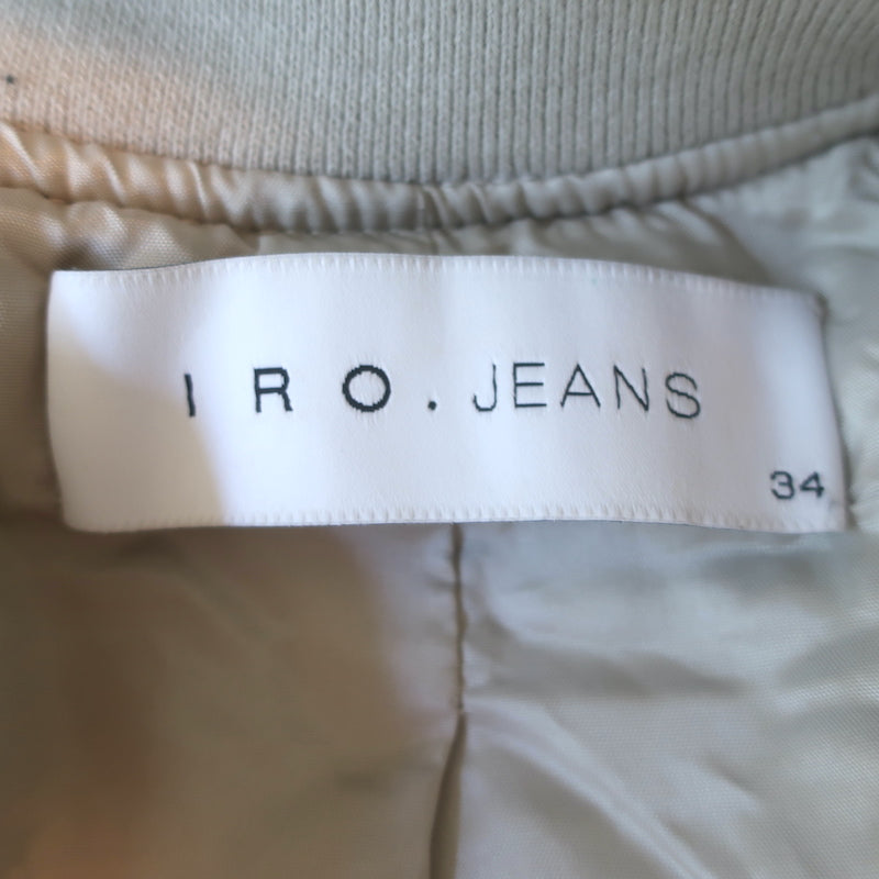 IRO Arley Cropped Ruched Bomber Jacket Light Gray Size 34
