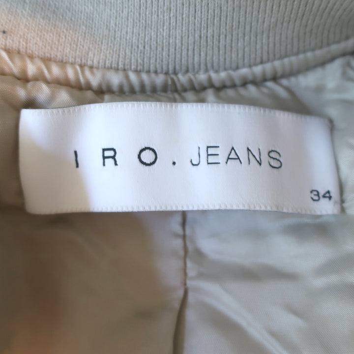 IRO Arley Cropped Ruched Bomber Jacket Light Gray Size 34