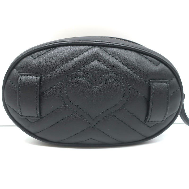 Gucci GG Marmont Belt Bag Black Matelasse Leather Size 34 NEW