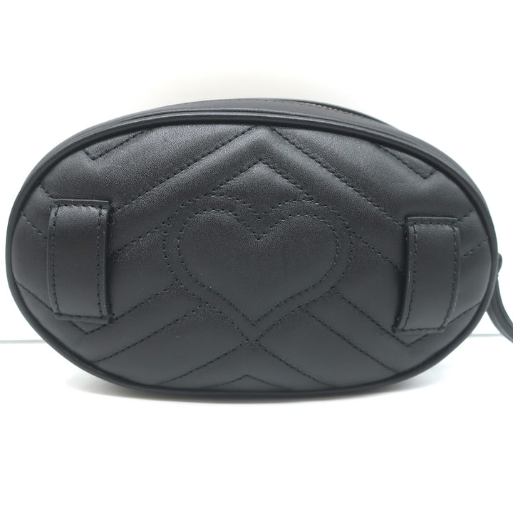 Gucci GG Marmont Belt Bag Black Matelasse Leather Size 34 NEW