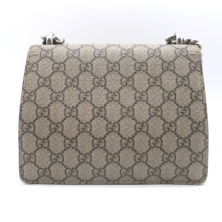 Gucci GG Supreme Mini Dionysus Shoulder Bag Beige Canvas &amp; Black Suede Crossbody