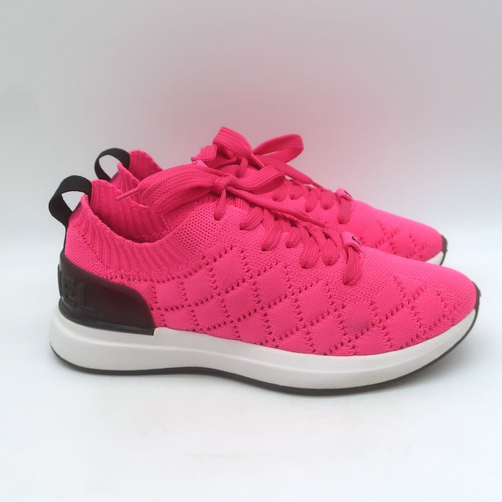 Chanel Quilted Knit Low Top Sneakers Hot Pink Size 37.5
