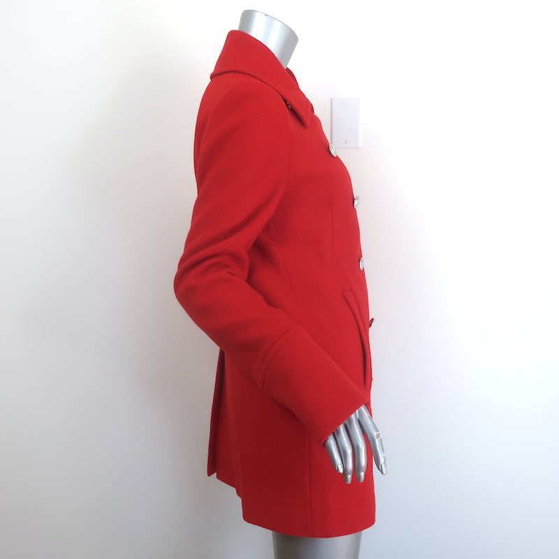 McQ Alexander McQueen double-breasted red wool-cashmere coat, authentic pre-owned designer piece