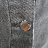 Retrofete Ada Puff Sleeve Denim Jacket Faded Black Stretch Cotton Size Small