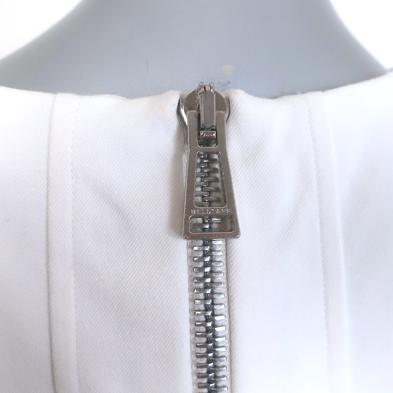Belstaff Sleeveless Mini Dress White Stretch Cotton Size 40
