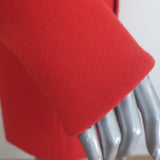 McQ Alexander McQueen double-breasted red wool-cashmere coat, size 42, authentic pre-owned luxury piece.