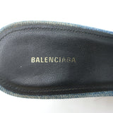 Balenciaga Denim Block-Heel Mules Blue Size 38